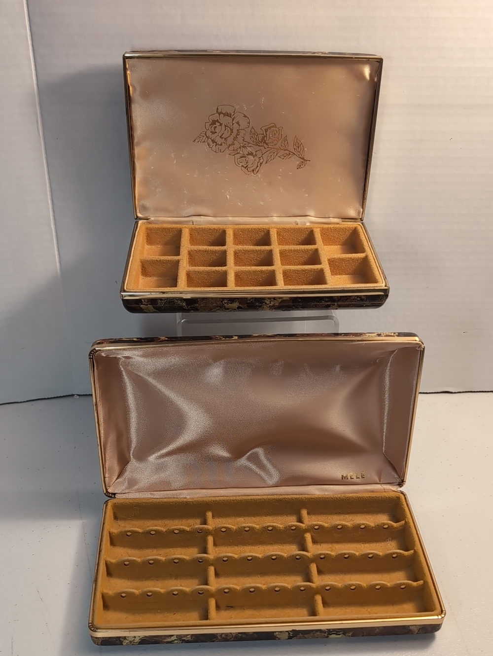 Vintage Mele Hard Clamshell Tortoise Shell Style Travel Case Set